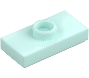 LEGO Light Aqua Plate 1 x 2 with 1 Stud (with Groove and Bottom Stud Holder) (15573 / 78823)