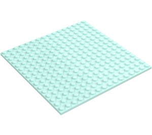 LEGO Licht aqua Plaat 16 x 16 met ribben aan de onderkant (91405)