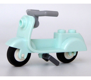 LEGO Světlá aqua Scooter with Dark Stone Gray Stand and Medium Stone Gray Large Handlebars