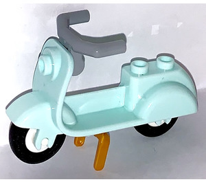 LEGO Licht aqua Scooter with Pearl Gold Stand and Medium Stone Gray Large Handlebars