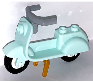 LEGO Light Aqua Scooter with Pearl Gold Stand and Medium Stone Gray Large Handlebars