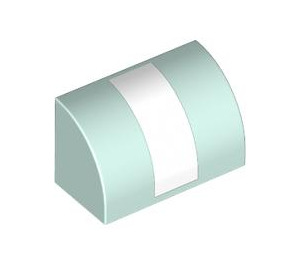 LEGO Light Aqua Slope 1 x 2 Curved with White stripe (94858 / 101875)