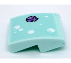 LEGO Light Aqua Slope 2 x 2 Curved with Lavender Shellfish and Bubbles Sticker (15068)