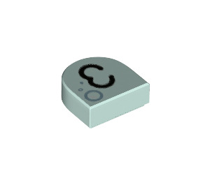 LEGO Light Aqua Tile 1 x 1 Half Oval with 3 (24246 / 73049)