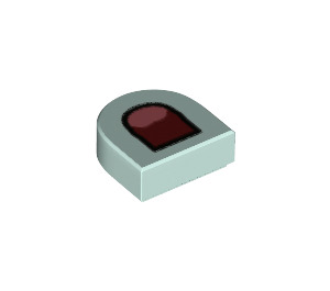 LEGO Light Aqua Tile 1 x 1 Half Oval with Dark Red Open Mouth and Coral Tongue (24246 / 73050)