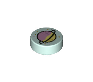 LEGO Aqua Clair Tuile 1 x 1 Rond avec Planet (35380 / 67219)