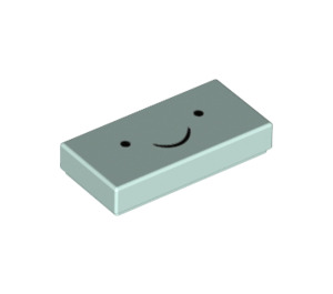 LEGO Light Aqua Tile 1 x 2 with BMO Face with Groove (3069 / 32730)
