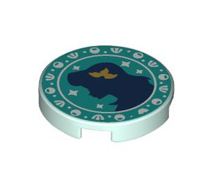 LEGO Light Aqua Tile 2 x 2 Round with Ariel Silhouette with Bottom Stud Holder (14769 / 106663)