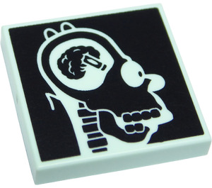 LEGO Light Aqua Tile 2 x 2 with Homer Simpsons Head X-Ray with Groove (3068 / 20919)