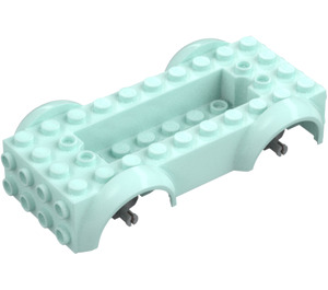 LEGO Light Aqua Vehicle Base with Medium Stone Gray Wheel Holders (1813 / 12622)