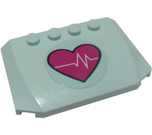 LEGO Light Aqua Wedge 4 x 6 Curved with Heartbeat on Magenta Heart Sticker (52031)