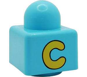 LEGO Bleu clair Primo Brique 1 x 1 avec "C" / Cheval Jambes (31000)