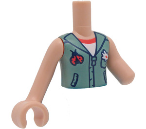 LEGO Carne claro Autumn (Verde arena Camisa con Flor y Ladybug) Friends Torso (92456 / 100811)