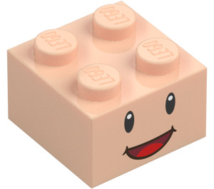 LEGO Light Flesh Brick 2 x 2 with Toad Face with Open Mouth Smile (3003 / 94290)