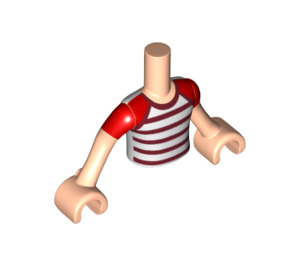LEGO Leichtes Fleisch Friends Torso Male mit rot und Weiß Striped Shirt (11408 / 38556)