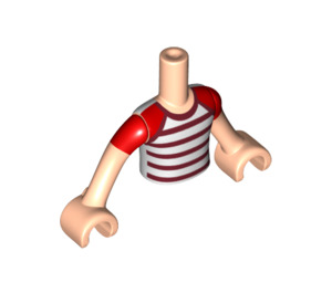 LEGO Helles Fleisch Friends Torso Männlich mit Rot und Weiß Striped Hemd (11408 / 38556)