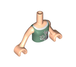 LEGO Light Flesh Friends Torso, with Sand Green Top with White Flowers Pattern (92456)