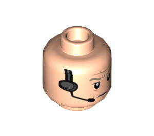 LEGO Light Flesh General Veers Head With Headset (Recessed Solid Stud) (3626 / 68681)
