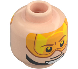 LEGO Lys hudfarvet Luke Skywalker Hoved med orange Beskyttelsesbriller og Chin Strap (Forsænket solid knops) (3626 / 47214)