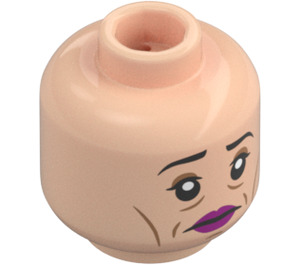 LEGO Lätt Hudfärgad Madame Maxime med Mörkröd Kostym Minifigur Huvud (Infälld solid knopp) (3274)