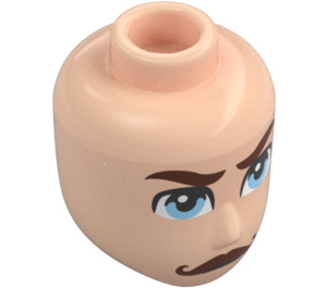 LEGO Light Flesh Male Minidoll Head with Light Blue Eyes and Brown Moustache (Captain Hook) (28649 / 101829)