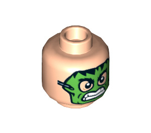 LEGO Light Flesh Masked Robber - Green Mask, Striped Shirt Minifigure Head (Recessed Solid Stud) (3626 / 34654)
