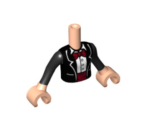 LEGO Licht vleeskleurig Mia Torso, met Zwart Tuxedo Jasje en Rood Boog Patroon (92456)