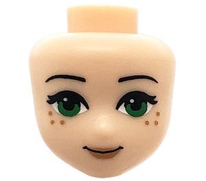 LEGO Leichtes Fleisch Minidoll Kopf mit Green Augen, Freckles, Pink Lips und geschlossen Mouth (20035 / 92198)