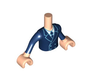 LEGO Licht vleeskleurig Minidoll Torso met Dark Blauw Jasje en Tie, Wit Shirt en Licht Vleeskleur Handen (11408 / 92456)