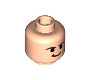 LEGO Light Flesh Minifig Head with Smirk and Brown Eyebrows (Safety Stud) (49035 / 90384)