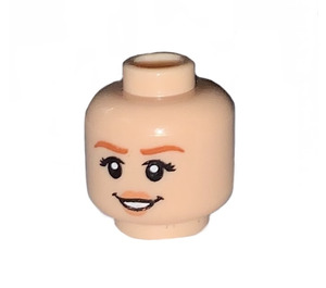 LEGO Light Flesh Minifigure Head Dual Sided with Peach Lips and Smile/Sad Face (Claire Dearing) (Recessed Solid Stud) (3626)