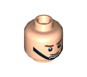 LEGO Beige Léger Minifigurine Tête avec Noir Chin Strap (Montant solide encastré) (3626 / 74456)