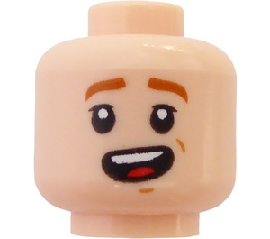 LEGO Light Flesh Minifigure Head with Brown Eyebrows and Smile (Recessed Solid Stud) (3626 / 69298)