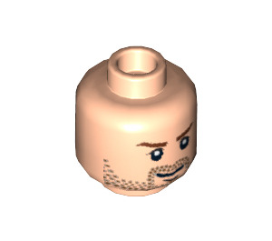 LEGO Light Flesh Minifigure Head with Brown Stubble and Eyebrows (Safety Stud) (3626 / 62279)