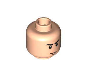 LEGO Light Flesh Minifigure Head with Crooked Smile and Eyebrows (Safety Stud) (3626 / 56517)