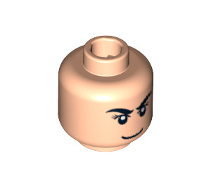 LEGO Leichtes Fleisch Minifigure Kopf mit Eyelashes und Gebogen Schwarz Eyebrows (Sicherheitsbolzen) (3626 / 63161)