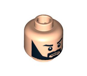 LEGO Leichtes Fleisch Minifigure Kopf mit Full Schwarz Beard (Sicherheitsbolzen) (3626 / 88572)