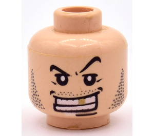 LEGO Carne chiaro Minifigure Testa con Gold Dente (Perno di sicurezza) (3626)