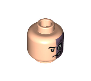 LEGO Light Flesh Minifigure Head with Half Normal and Half Purple Face (Safety Stud) (3626 / 56513)