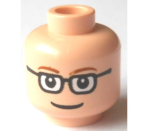 LEGO Beige Léger Minifigurine Tête avec Rectangular Lunettes (Clou de sécurité) (13629 / 21025)