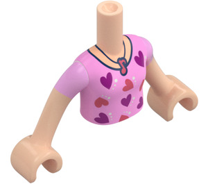 LEGO Light Flesh Paisley (Bright Pink Shirt with Coral/Dark Pink Hearts) Friends Torso (73141 / 92456)