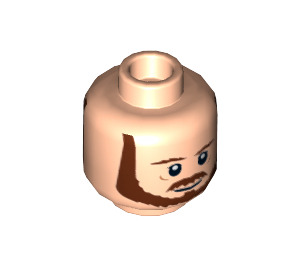 LEGO Lys hud Qui-Gon Jinn med Kappe og Printed Ben Minifigur Hode (Forsenket solid knott) (3626 / 18413)