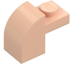 LEGO Carne chiaro Pendenza 1 x 2 x 1.3 Curvo con Piastra (6091 / 32807)