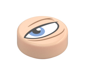 LEGO Light Flesh Tile 1 x 1 Round with Blue Eye Looking Left (Gru) (35380)