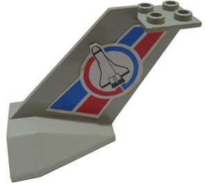 LEGO Light Gray Aircraft Tail 4 x 7 x 4.3 with Shuttle, Blue and Red Stripe (Both Sides) Sticker (4867)