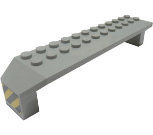 LEGO Light Gray Arch 2 x 14 x 2.3 with Black and Yellow Stripes on Ends Sticker (30296)