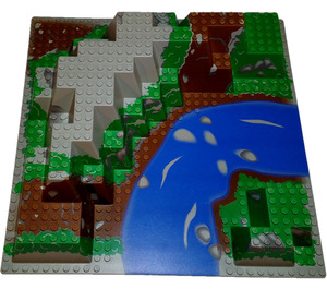 LEGO Light Gray Baseplate 32 x 32 Canyon Plate with Mountain and Rapids (6024 / 6207)