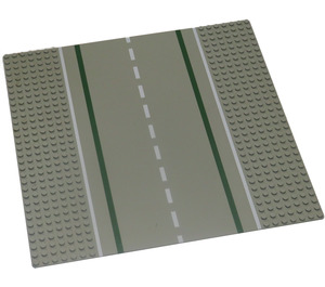 LEGO Hellgrau Grundplatte 32 x 32 Road 7-Stud Gerade mit Weiß Sidelines