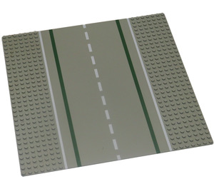 LEGO Lichtgrijs Grondplaat 32 x 32 Road 7-Nop Recht met Wit Sidelines (80547)