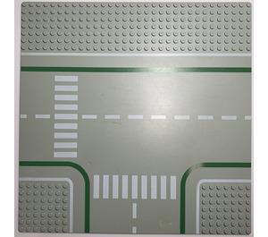 LEGO Lichtgrijs Grondplaat 32 x 32 Road 8-Stud T-Junction met Crosswalk